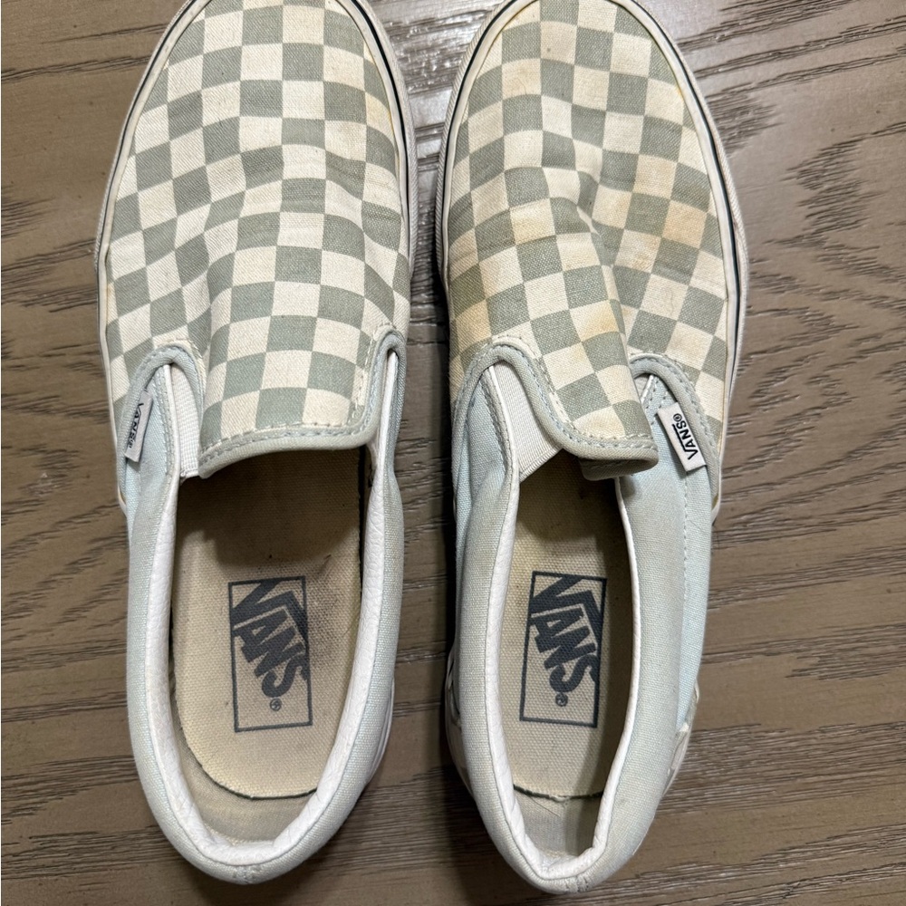 Vans Kids Checkered Slip-On Sneakers - Gray and Cream